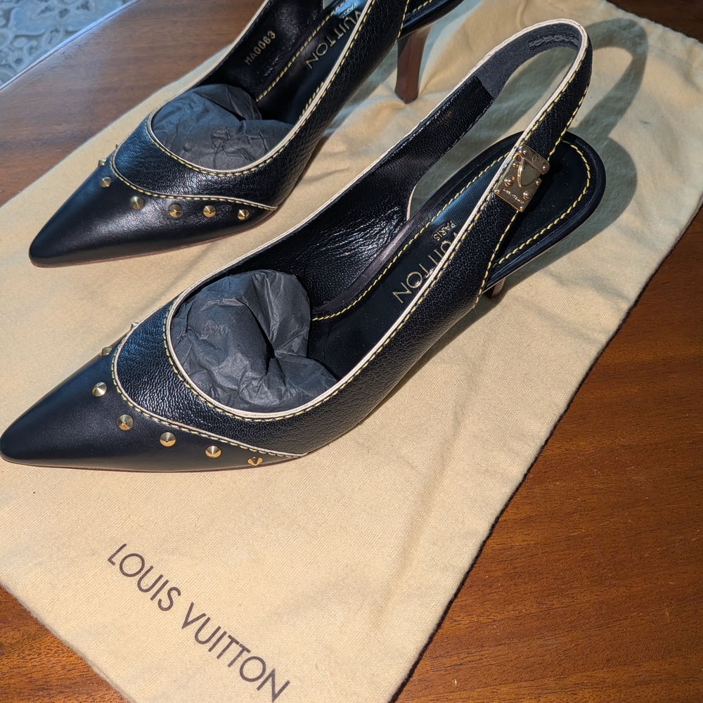Louis Vuitton Black Slingback Heels SZ 37. - Picture 3 of 8